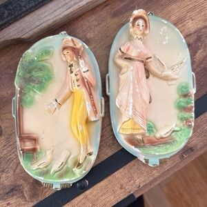 Vintage Ceramic Wall Plaques with Figures